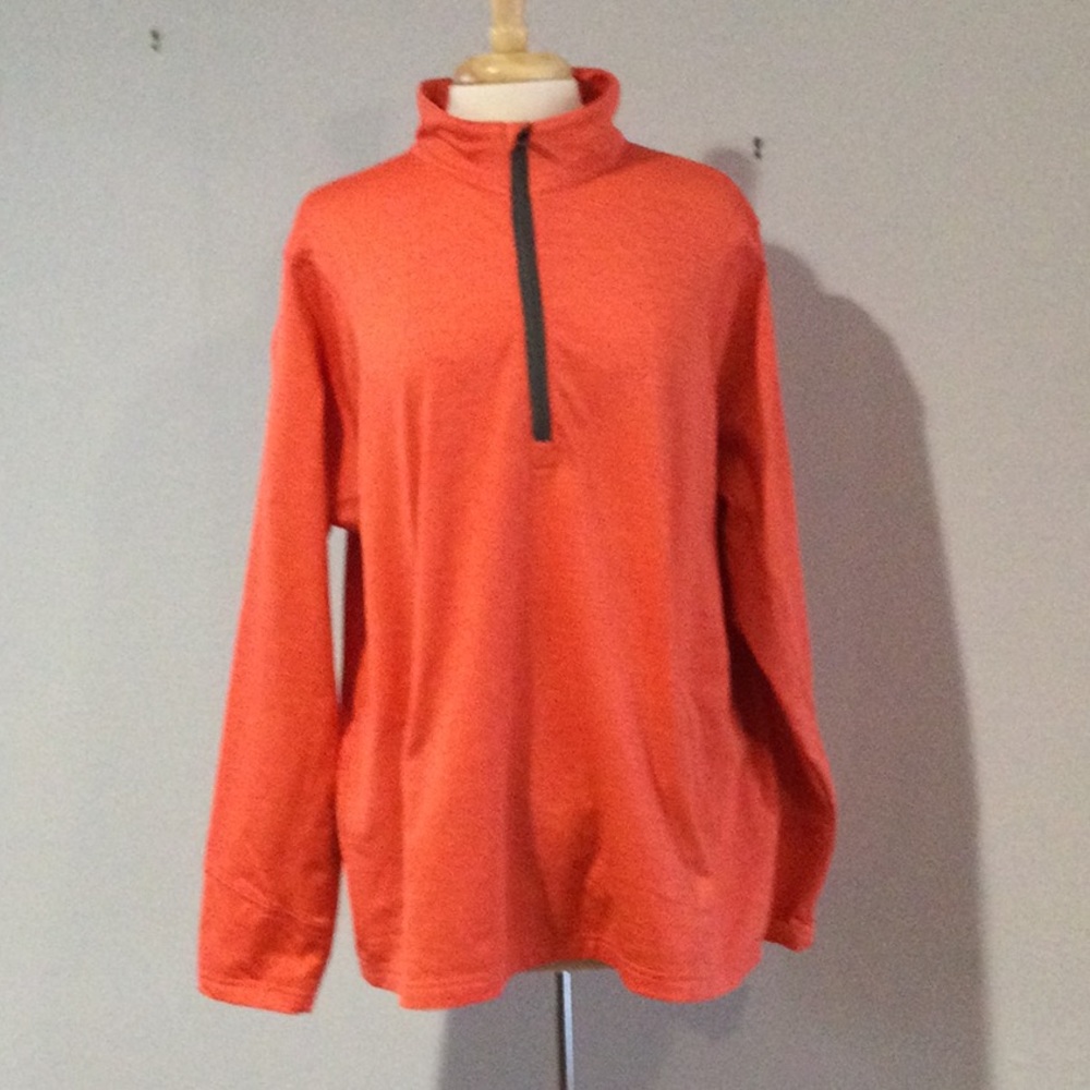 Page & Tuttle Men's Orange/Red Mock Neck Long Sleeve 1/4 Zip Pullover Top Sz XL